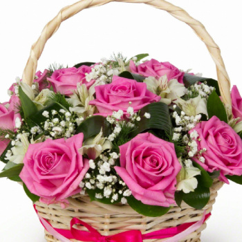 Корзина с розами "Розовое вино"